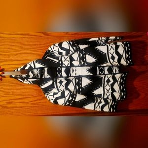 Black and white hooded Cardi